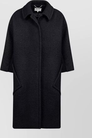 Maison Margiela boucl&eacute; wool-mohair blend coat with patch pockets