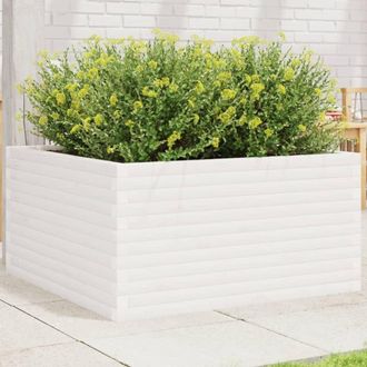 vidaXL Jardinera De Madera Maciza De Pino Blanca 90x90x46 Cm Vidaxl