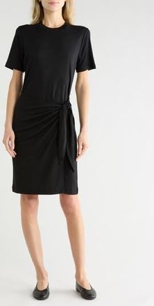 Vince Side Tie Short Sleeve Cotton Jersey Dress in Black at Nordstrom Rack, Size X-Large