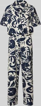 Oui Jumpsuit mit floralem Allover-Print in Beige Melange, Gr&ouml;&szlig;e 36