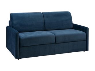 Vente-Unique Sof&aacute;-cama de apertura expr&eacute;s de terciopelo CALIFE - Azul noche - Cama de 140 cm - Colch&oacute;n de 14 cm