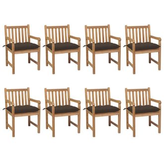 vidaXL Sillas De Jard&iacute;n 8 Uds Madera Maciza De Teca Cojines Taup&eacute; Vidaxl