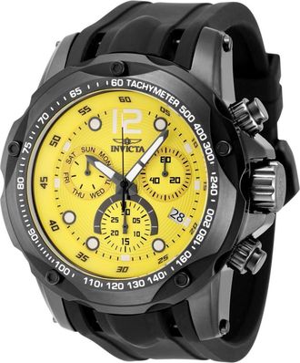 Invicta Speedway 48908 Heren Horloge - Quartz Uurwerk - Roestvrij Staal met Gele Wijzerplaat - 51mm