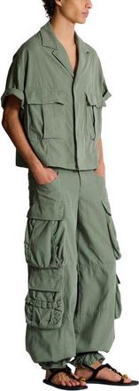 Balmain Cotton utility shirt in Green at Nordstrom, Size Medium