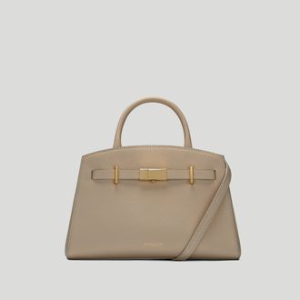 DeMellier The Small Hudson in Light Taupe Small Grain Leather Crossbody bag