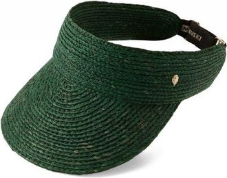 Helen Kaminski Kenna Raffia Visor in Emerald at Nordstrom