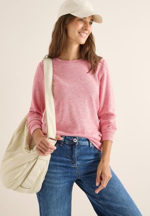 Cecil Strickpullover CECIL, Damen, Gr. XXL (46), fiery rot melange, Strick, Obermaterial: 59% Viskose, 37% Polyester, 4% Elasthan, unifarben, normal h&uuml;ftbed