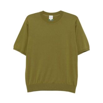 Paul Smith Round-neck Knitwear, male, Green, Size: XL Crew Neck T-shirt