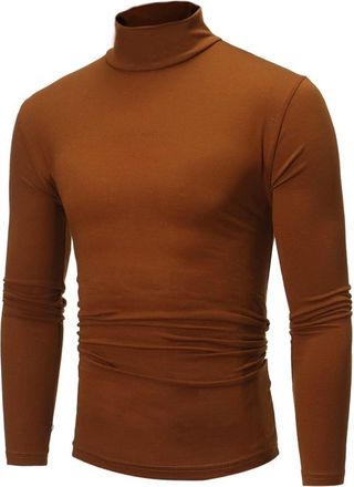 Generic Mens Turtleneck Pullover - Warm Fine Knit Sweater - Slim Fit Basic Long Sleeve Casual Winter Jumper, Z04 Coffee, L