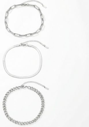 Pompeii3 Cinthia Anklet 3 Piece Set Silver Plated 9 with 2 Extender