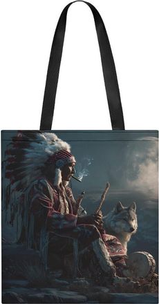 Generic Native USA Chieftans Wolf Tote Bag for Women Men Shoulder Bags Purses Pouch Handbags