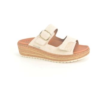 Mephisto Schoenen, Dames, Beige, 37 EU, Beige Instap Sandalen met Velcro Straps