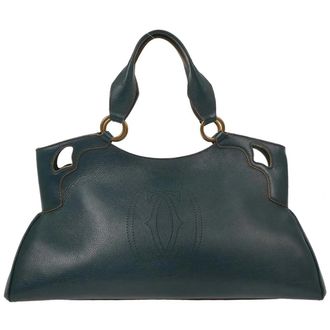 Cartier Marcello Leather Green Leather Handbag (Pre-Owned)