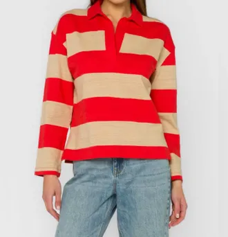 Velvet Heart Sailor Slub Top In Red
