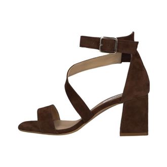 Notre-V Schoenen, Dames, Bruin, 41 EU, Leer, Sandalen met blokhak
