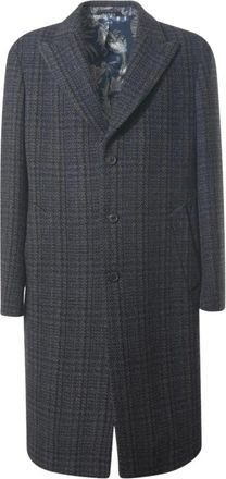 Etro Cappotto in lana e cashmere con motivo a scacchi - - Coats - Uomo - Blu - M