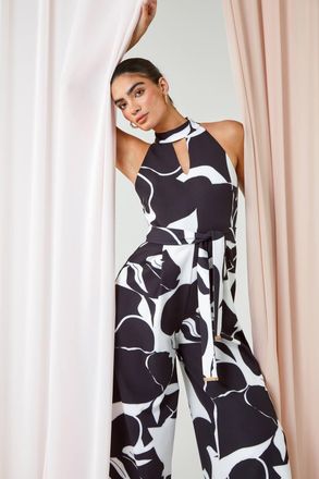 Roman Wide Leg Halterneck Jumpsuit