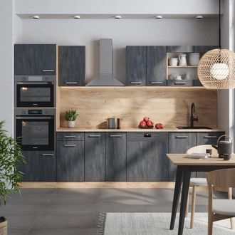 Vicco Mueble De Cocina R-line, Hormig&oacute;n Negro/roble Dorado, 300 Cm Sin Encimera