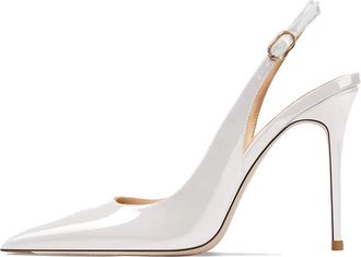 Generic Womens Patent Leather Slingback Stiletto Heels Pointed Toe Adjustable Buckle Strap High Heel Dress Shoes Classic Elegant Pumps for Formal Dinner & Wed