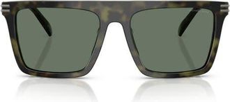 Michael Kors Edgewater 55mm Flat Top Square Sunglasses in Olive Tortoise /Green Solid at Nordstrom