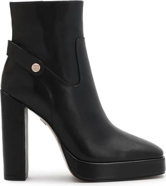 Kazar Zwarte laarzen met een paal en platform - Dames - Laarzen met Hak - Zwart - 38 EU - Leer - Schoenen