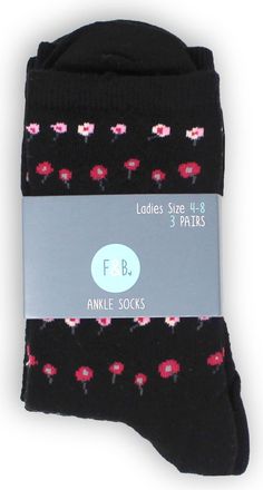 Generic 3pk Finch & Belle Ladies Floral Knitted Textured Ankle Socks