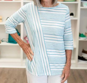 Habitat Scatter Stripe Blurred Lines Tee In Dewdrop