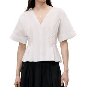 Rebecca Taylor Priya V-Neck Top In White
