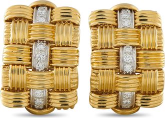 Roberto Coin Appassionata 18K White and Yellow Gold Woven Clip-On Earrings RC19-040826