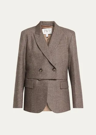 TWP Two-Faced Herringbone Wool-Cashmere Blazer