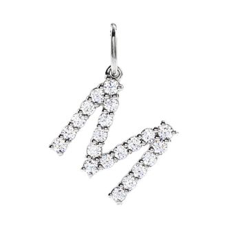 Diamond2Deal 14k Gold 1/3ct Lab-Grown Diamond Initial M Pendant