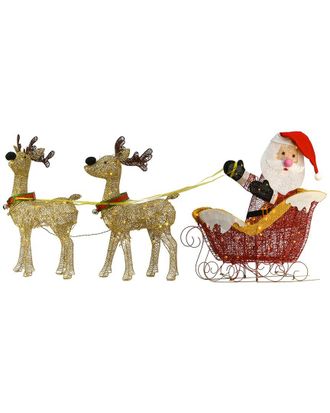 National Tree Company Deer Pulling Sleigh with Santa & LED Lights