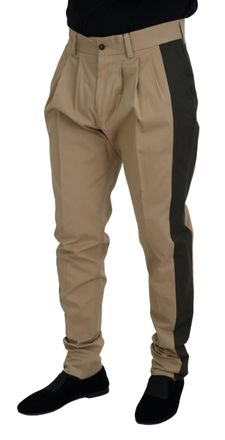 Dolce & Gabbana Brown Black Cotton Chino Men Pants And Elastane