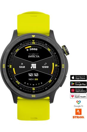 Invicta I-Tech 2 ITECH-002 Herenhorloge - Smartwatch Uurwerk - Roestvrij Staal met Zwarte Wijzerplaat - 45 mm