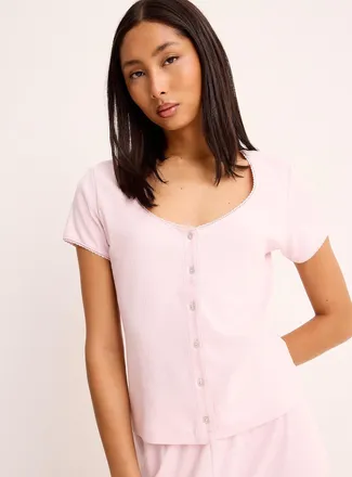 Miiyu Womens Scalloped edging pointelle knit cardigan