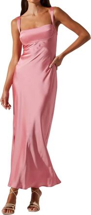 Astr Stacie Satin Maxi Dress In Strawberry Pink