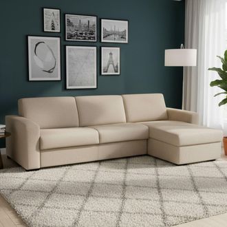 Dmora Sofa Cama Dabakar, Sof&aacute; De Esquina, 100% Made In Italy, Sof&aacute; Con Apertura Giratoria, Con Contenedor Reversible Peninsula, Con Reposabrazos Est&aacute;ndar, C
