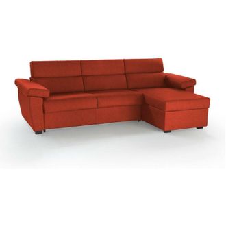 Dmora Dmora - Sof&aacute; Cama Con Pen&iacute;nsula Tolle, Sof&aacute; Esquinero Convertible Para Sal&oacute;n, Acolchado, Desenfundable, 100% Made In Italy, 285x160 H100 Cm, Naranja