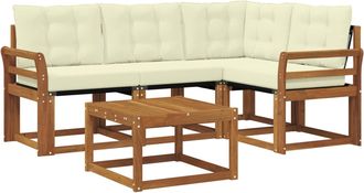 vidaXL Conjunto De Sof&aacute;s De Exterior 5 Uds. Natural Y Crema Vidaxl