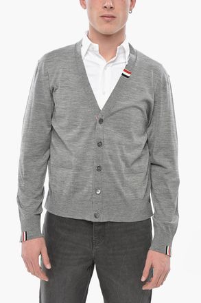 Thom Browne Cardigan in Lana Vergine con Scollo a V Thom Browne