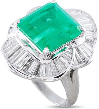 Luxury Bazaar Platinum 2.70ct Diamond and Emerald Ballerina Ring MF07-100526