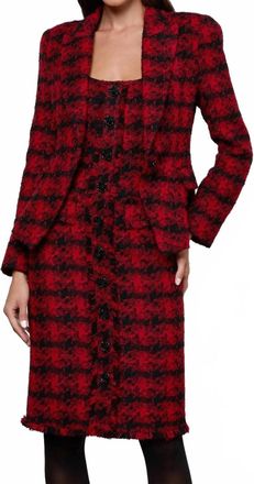 L'agence Kaisley Blazer In Red Black Houndstooth