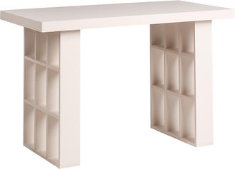 Beliani Escritorio Para Oficina En Casa Estilo Escandinavo Con Almacenaje De Mdf 120 X 60 Cm 18 Estantes Beige Claro Elura
