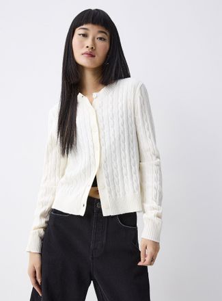 Twik Womens Cozy cable-knit Cardigan Sweater