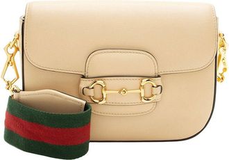 Gucci Beige Leather Horsebit 1955 Mini Shoulder Bag (Authentic Pre-Loved)