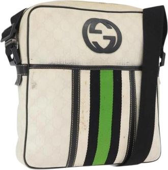 Gucci Pre-owned Vintage GG Canvas Schoudertas - Dames - Vintage Schoudertas - Wit - ONE Size - Leer - Vintage