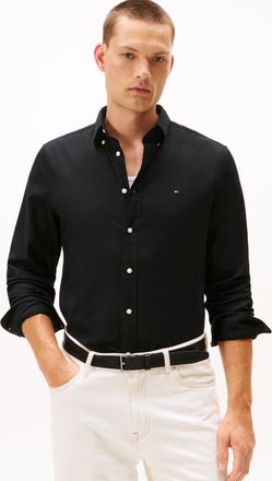 Tommy Hilfiger Langarmhemd TOMMY HILFIGER FLEX FLANNEL SOLID SHIRT, Herren, Gr. XXL, N-Gr, schwarz, Web, Obermaterial: 98% Baumwolle, 2% Elasthan, unifarben, regular