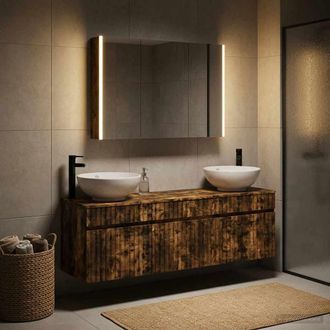vidaXL Vidaxl Set Di Armadi Da Bagno 4 Pz Rovere Fumo Legno Ingegnerizzato