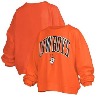Pressbox Womens Pressbox Orange Oklahoma State Cowboys Janise Arch Over Logo Waist Length Oversized Pullover Sweatshirt at Nordstrom, Size X-Large