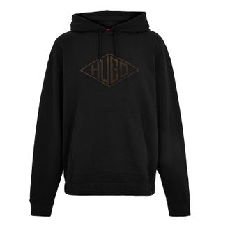 HUGO BOSS Hugo Heren Dacorolo katoenen hoodie met geborduurd logo (Zwart)
